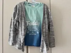 Tシャツ　カーディガン　セット　120㎝　グレー　ブルー系
