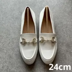【8/3迄SALE】【美品】ビジュービットローファー　白24cm