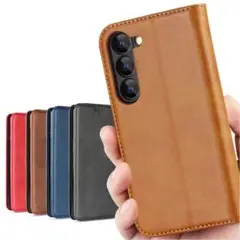 ☘️Galaxy S23 ケース 手帳型 ストラップホール付き ライトブラウン