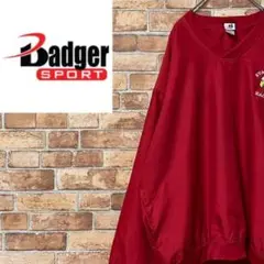 BadgerSPORT プルオーバー ナイロンジャケット 刺繍ロゴワインレッドL