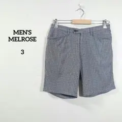 メンズメルローズ　ハーフパンツ　チェック柄 グレー ショートパンツ　メンズ