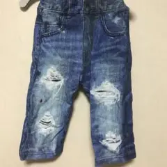 WASK ダメージ加工ブルーデニムハーフパンツ