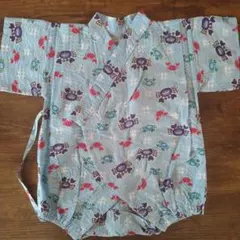 219.綿100%カニ柄甚平風ロンパース 80cm