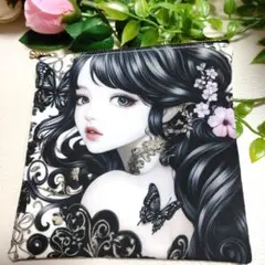 美しい女性イラストポーチ