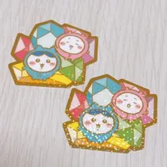 2枚セット ちいかわ キラキラダイカットステッカー ちいかわ ハチワレ パジャマ