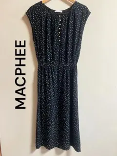 MACPHEE マカフィブラックドット柄 ノースリーブワンピース36