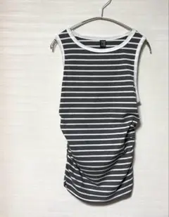 【SHEIN】ストライプタンクトップ グレーと白 Mサイズ