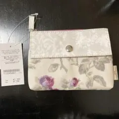 未使用 ローラアシュレイ ティッシュケース ミニポーチ ローズ 薔薇 紫