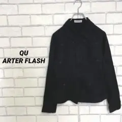 QU ARTER FLASH ウール100%シャツ　黒　ブラック マジックテープ