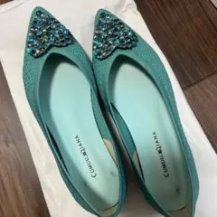 新品　DIANA ハートビジュー付きフラットシューズ　パンプス　サンダル 新品 DIANA ハートビジュー付きフラットシューズ パンプス