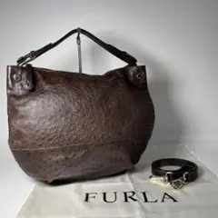 フルラ FURLA 2way オーストリッチ ショルダー ハンドバッグ