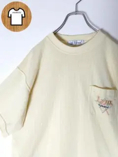 【Tシャツ 2XL 刺繍ロゴ ストライプ ビッグサイズ 太アーム 古着】A111