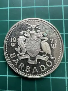 バルバドス 1973年 10ドル銀貨/白銅貨 2枚 バルバドス 1973年 10ドル銀貨 約直径42.05mm厚み3.0