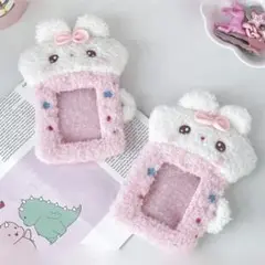 トレカケース トレカホルダー ボア うさぎ ピンク ふわふわ かわいい りぼん
