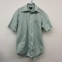 Lands' End 半袖シャツ 緑系チェック 40 ヤ30