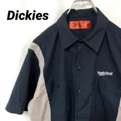 N-4358 Dickies アメリカ古着 ワークシャツ 半袖 企業ロゴ刺繍 M