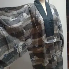 長襦袢 黒とグレーのストライプ
