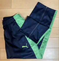 【美品】 PUMA プーマ ジャージ 下 ネイビー×グリーン Lサイズ