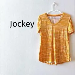 0275 Jockey ストライプ 半袖Tシャツ イエロー ボーダー トップス