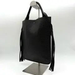 未使用級✨ HenderScheme フリンジミニバッグ レザー シボ革 黒