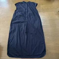 無印　フレンチスリーブワンピース　ブラック　L