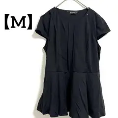 2053 Allegra K 黒 ブラック 半袖チュニック Tシャツ【M】