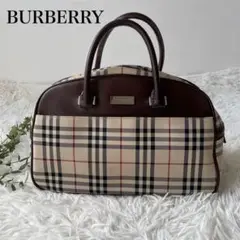 【大人気】 バーバリー ハンドバッグ ボストンバッグ ノバチェック ブラウン