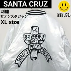 【良品】サンタクルーズ SANTA CRUZ 刺繍 サテン スタジャン 白 XL