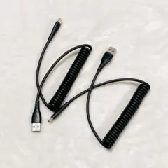 バネで伸びたデータケーブル タイプcケーブル タイプcアダプター 2個セット