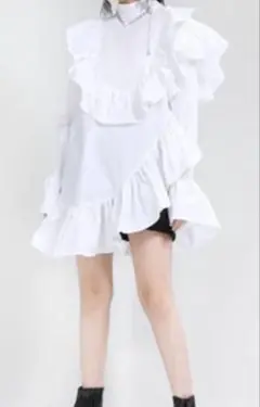 ruru フリルチュニック　ブラウス　ミニワンピース　アシンメトリー　個性的