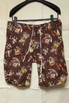 ブラウン トロピカルプリント ショートパンツ
