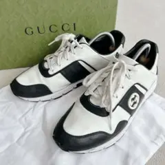 GUCCI グッチ スニーカー インターロッキング レザー ホワイト ブラック