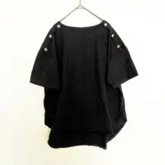 サロンピクシーハート ビジュー付トップス 半袖 カットソー 黒 LL ゆるだぼ
