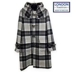 英国製 LONDON TRADITION ウール チェックメルトンダッフルコート