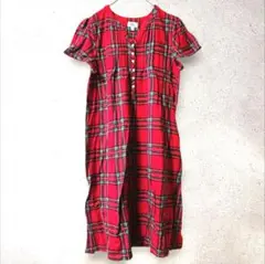 赤と緑のチェック柄 ルームウェア ワンピース パジャマ