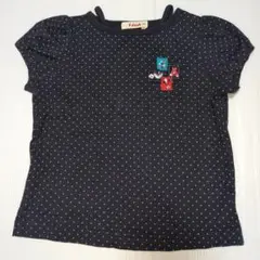 120★f dash★パフ袖！ワッペン付き！ドット柄Ｔシャツ★