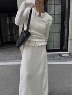 nananamoe ホワイトノースリーブニット　タンクトップ