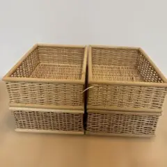 無印良品 重なるブリ材長方形バスケット 小　4個セット