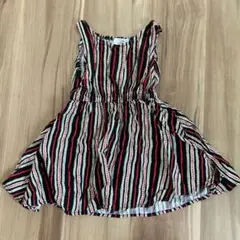 美品　LSP 赤・黒・緑 ストライプ ワンピース 100