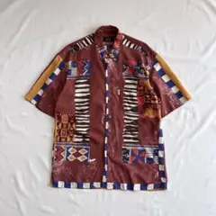 90s TRUSSARDI art pattern rayon shirt