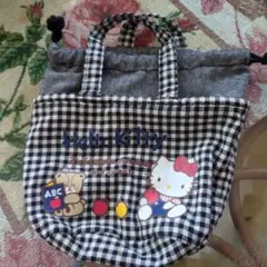 Hello Kitty チェック柄 手提げ袋