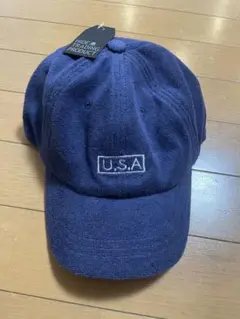 【新品】 タオル地 HIDE TRADING ネイビー U.S.A.刺繍キャップ