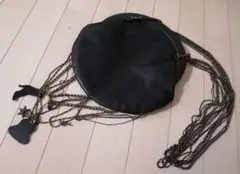 シシロッシ バッグ ショルダー ポシェット ナッパ革 チャーム 黒 斜め掛け