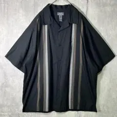 キューバシャツ オープンカラー 黒 XL コットン 白 茶