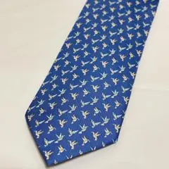 定価25300円　フェラガモ　ネクタイ　鳥　総柄　ブルー　シルク　新品未使用