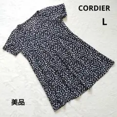 美品 コルディア 総柄　ストレッチ　体型カバー　半袖チュニック L