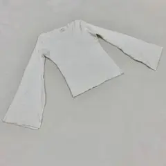 W Style ベルスリーブリブトップス ホワイトVネック