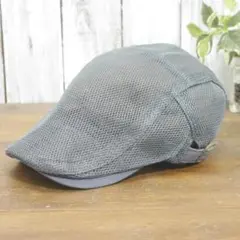 メッシュ　ハンチング　グレー　シンプル　サイズ調整可　男女兼用