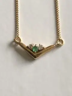 18金ダイヤモンド エメラルドプチネックレス