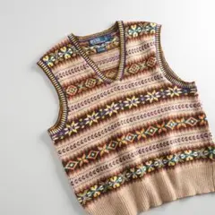 ラルフローレン　カシミア混合　ベスト　ニット　ノルディック柄　美品